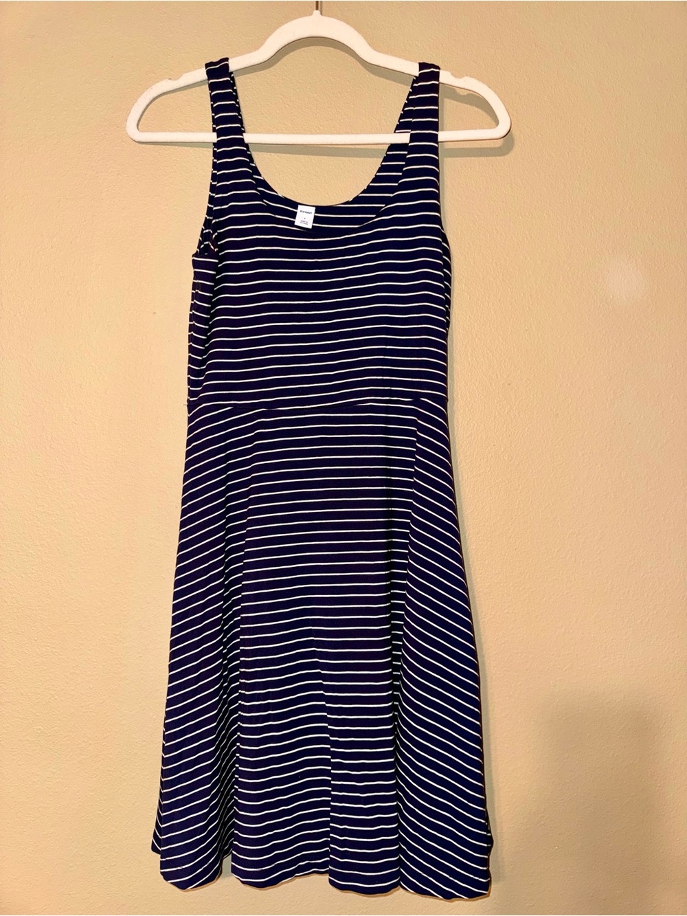 Old Navy Navy White Striped Fit & Flare Jersey Dress Small